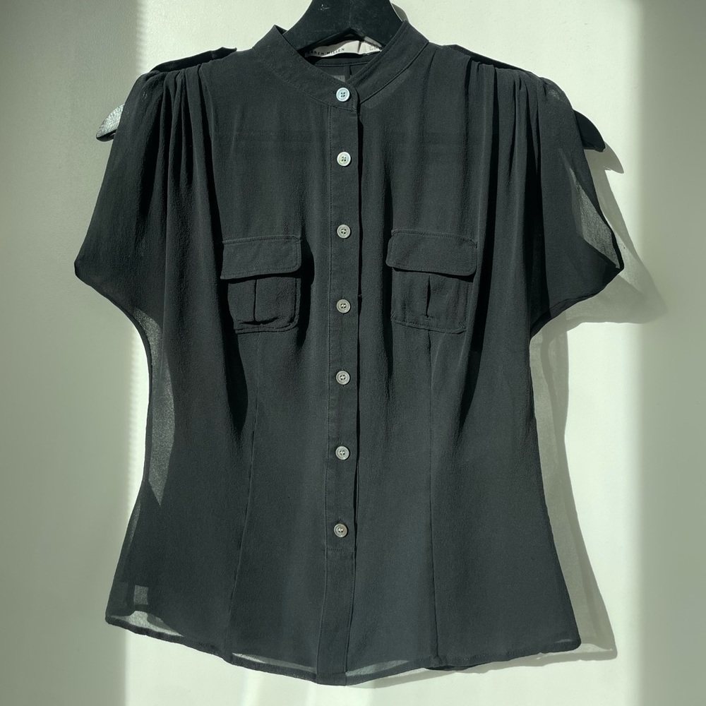 Karen Millen Black Sheer sleeveless button up